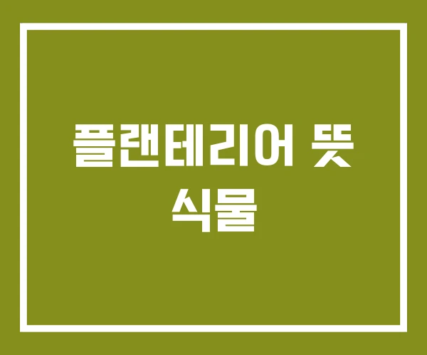플랜테리어 뜻 식물