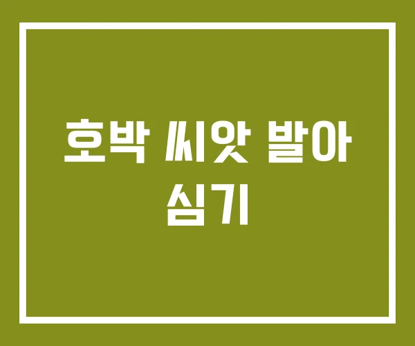 호박 씨앗 발아 심기