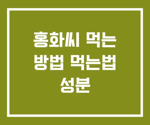 홍화씨 먹는 방법 먹는법 성분