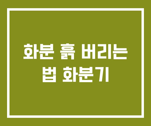 화분 흙 버리는 법 화분기