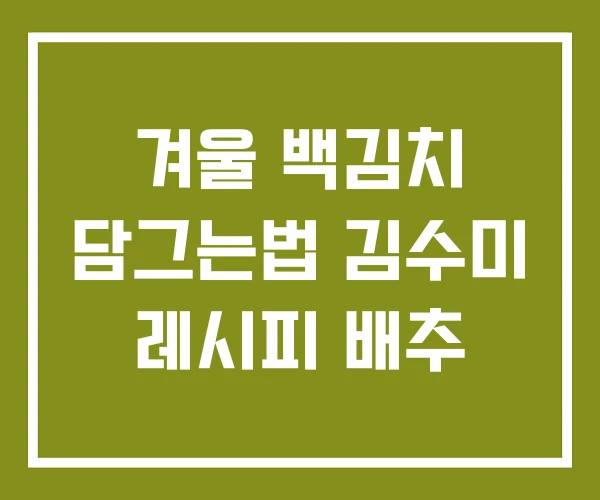 겨울 백김치 담그는법 김수미 레시피 배추