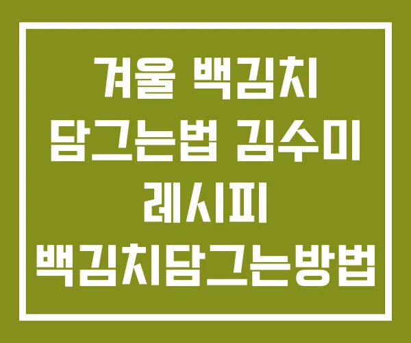 겨울 백김치 담그는법 김수미 레시피 백김치담그는방법