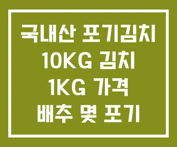 국내산 포기김치 10KG 김치 1KG 가격 배추 몇 포기
