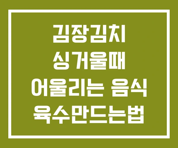 김장김치 싱거울때 어울리는 음식 육수만드는법