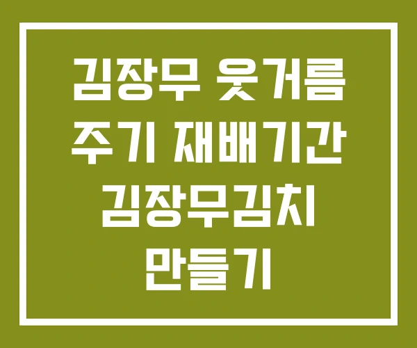 김장무 웃거름 주기 재배기간 김장무김치 만들기