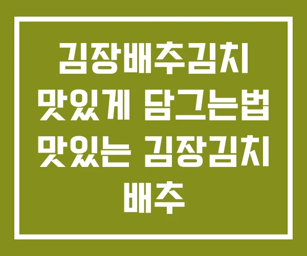 김장배추김치 맛있게 담그는법 맛있는 김장김치 배추