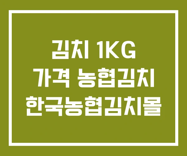 김치 1KG 가격 농협김치 한국농협김치몰