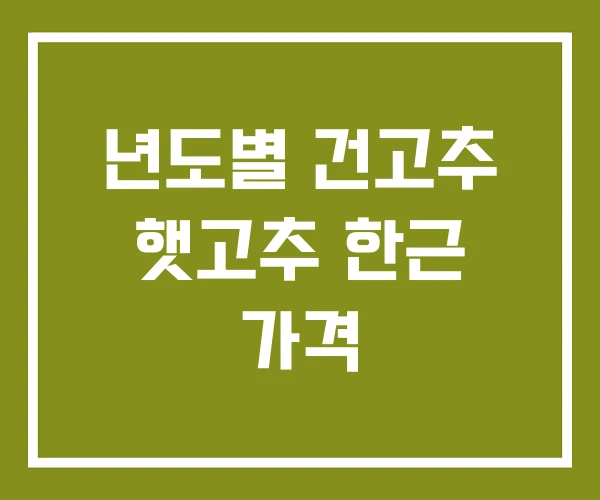 년도별 건고추 햇고추 한근 가격