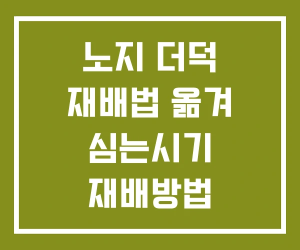노지 더덕 재배법 옮겨 심는시기 재배방법