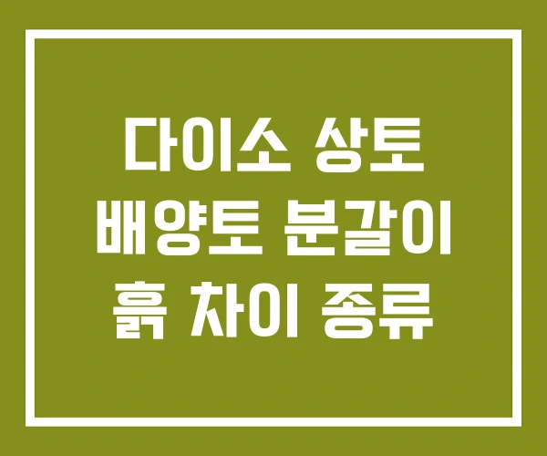 다이소 상토 배양토 분갈이 흙 차이 종류