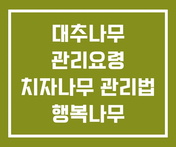 대추나무 관리요령 치자나무 관리법 행복나무