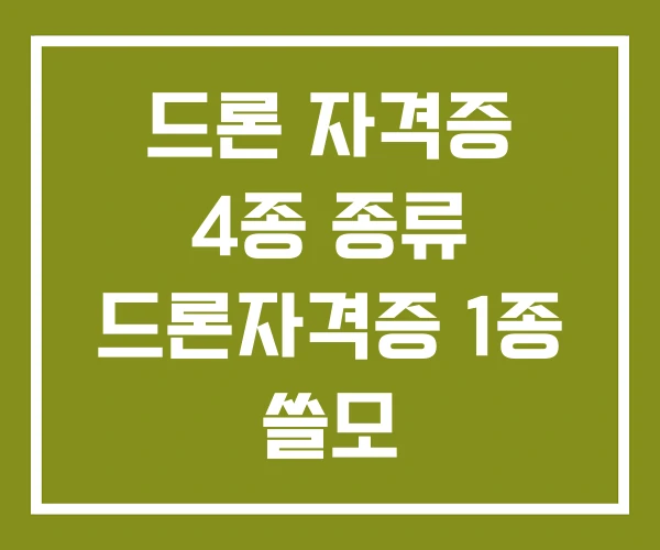 드론 자격증 4종 종류 드론자격증 1종 쓸모