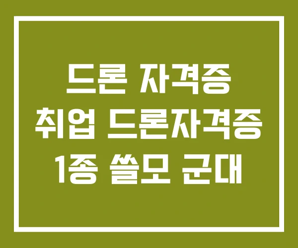 드론 자격증 취업 드론자격증 1종 쓸모 군대