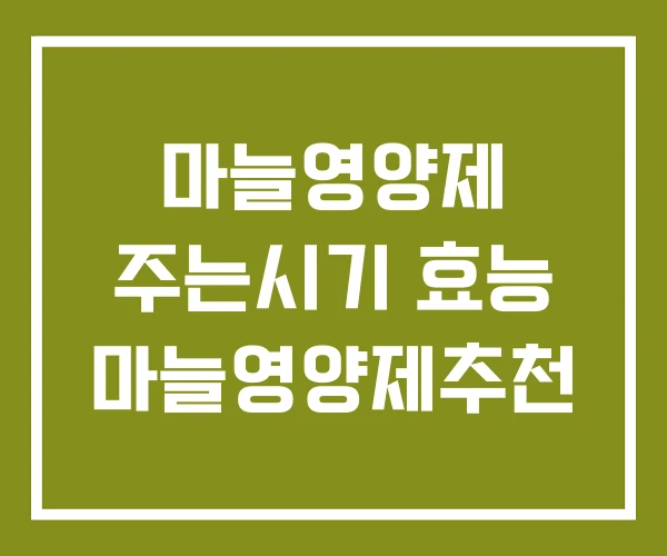 마늘영양제 주는시기 효능 마늘영양제추천