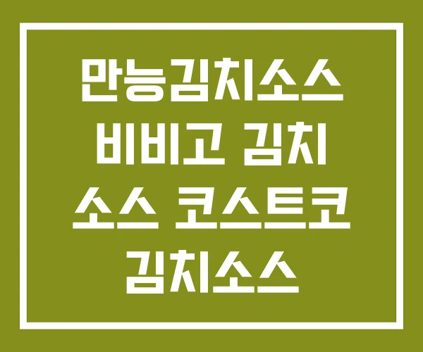 만능김치소스 비비고 김치 소스 코스트코 김치소스