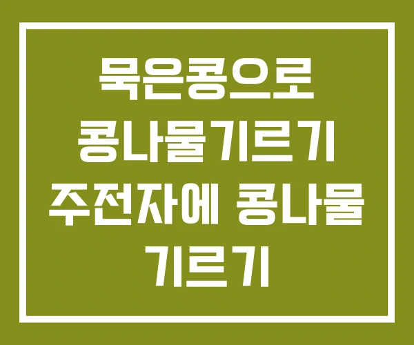 묵은콩으로 콩나물기르기 주전자에 콩나물 기르기