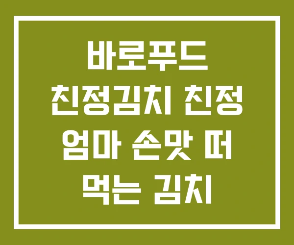 바로푸드 친정김치 친정 엄마 손맛 떠 먹는 김치