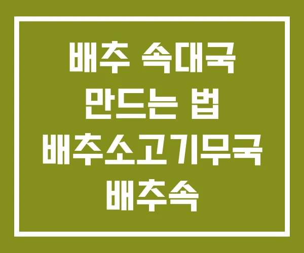 배추 속대국 만드는 법 배추소고기무국 배추속