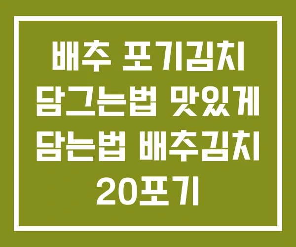 배추 포기김치 담그는법 맛있게 담는법 배추김치 20포기