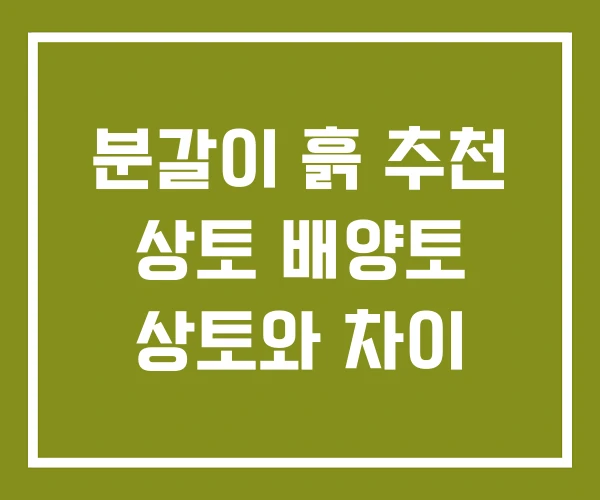 분갈이 흙 추천 상토 배양토 상토와 차이