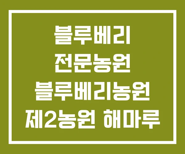 블루베리 전문농원 블루베리농원 제2농원 해마루