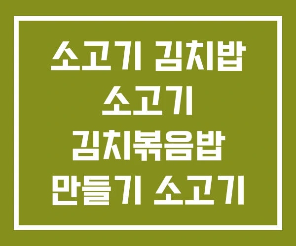 소고기 김치밥 소고기 김치볶음밥 만들기 소고기 김치찌개 레시피