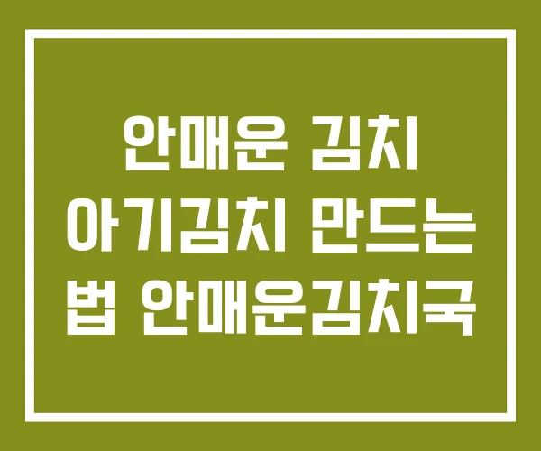 안매운 김치 아기김치 만드는 법 안매운김치국