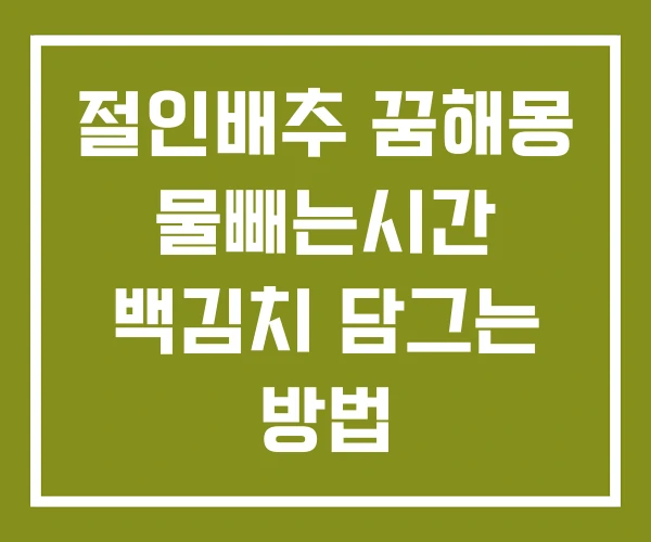 절인배추 꿈해몽 물빼는시간 백김치 담그는 방법