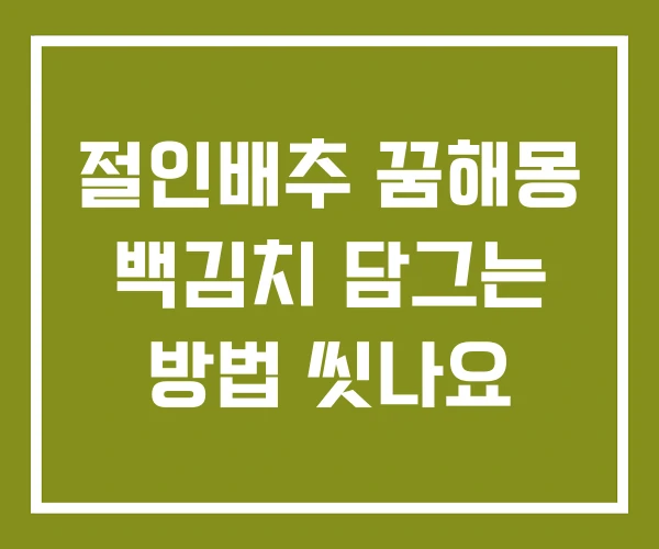 절인배추 꿈해몽 백김치 담그는 방법 씻나요