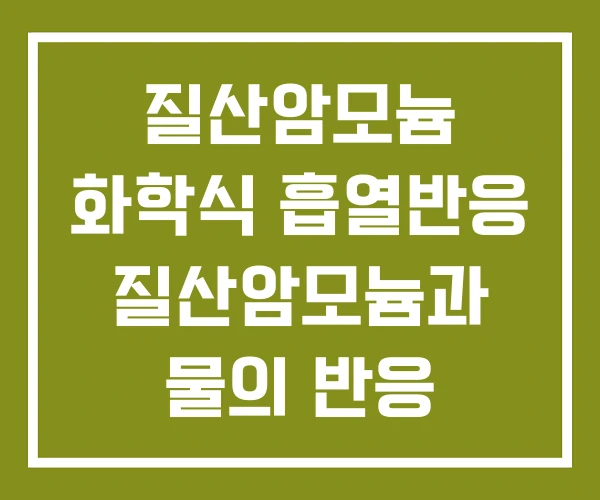 질산암모늄 화학식 흡열반응 질산암모늄과 물의 반응
